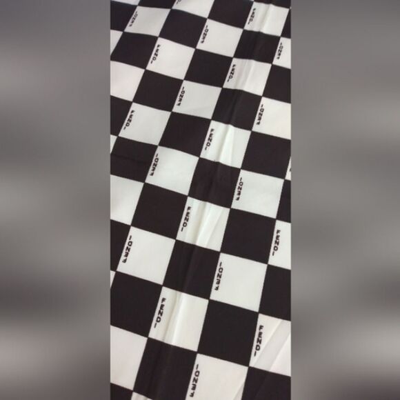 Fendi Brown and White Checkered Silk Scarf Foulard Vintage - Picture 2 of 11